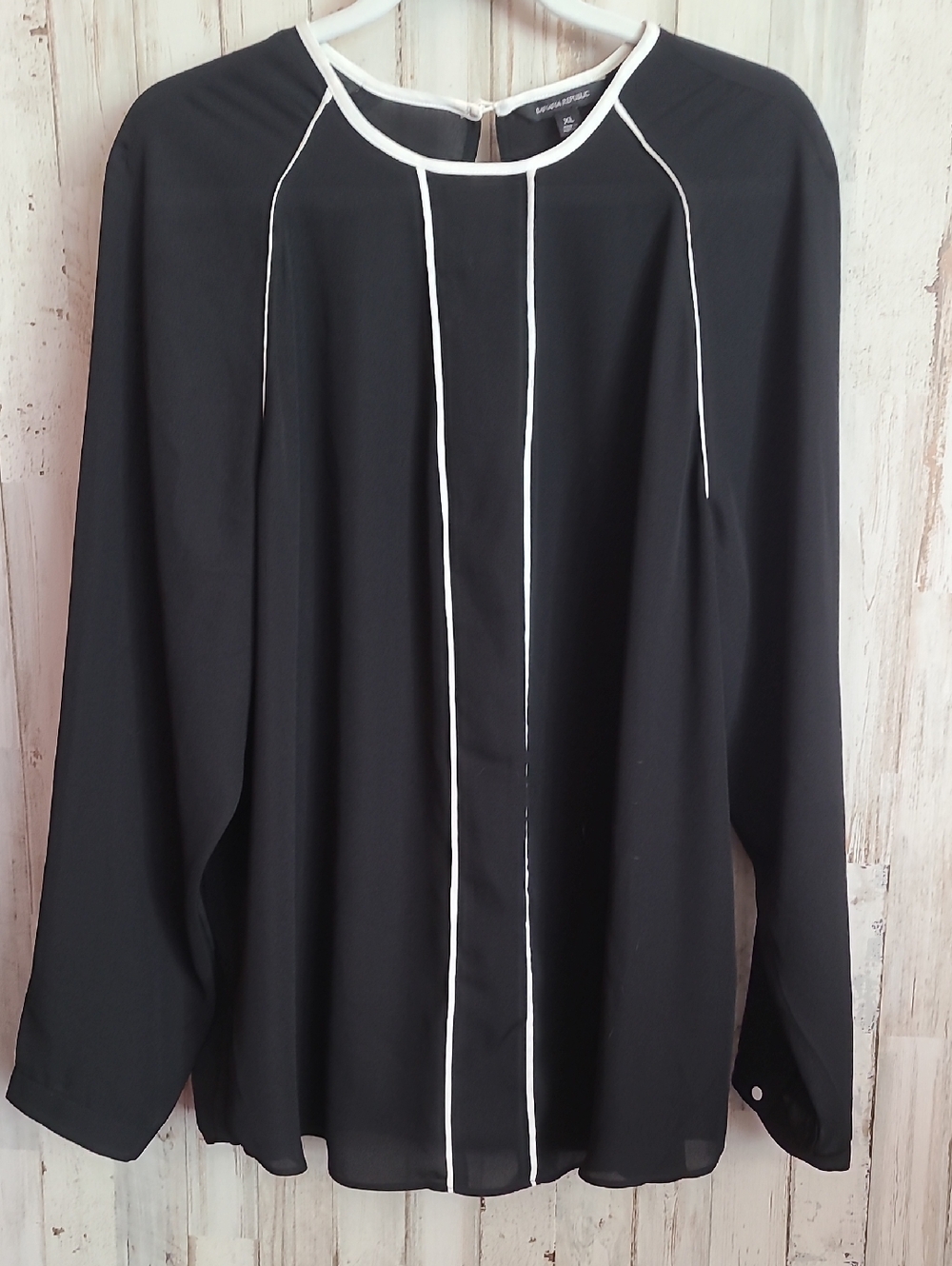 Banana Republic Black Blouse with White Trim
